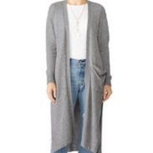 WISH Australia Hasten Duster Cardigan S Side Slits Mid Calf Wool/Cashmere Pocket